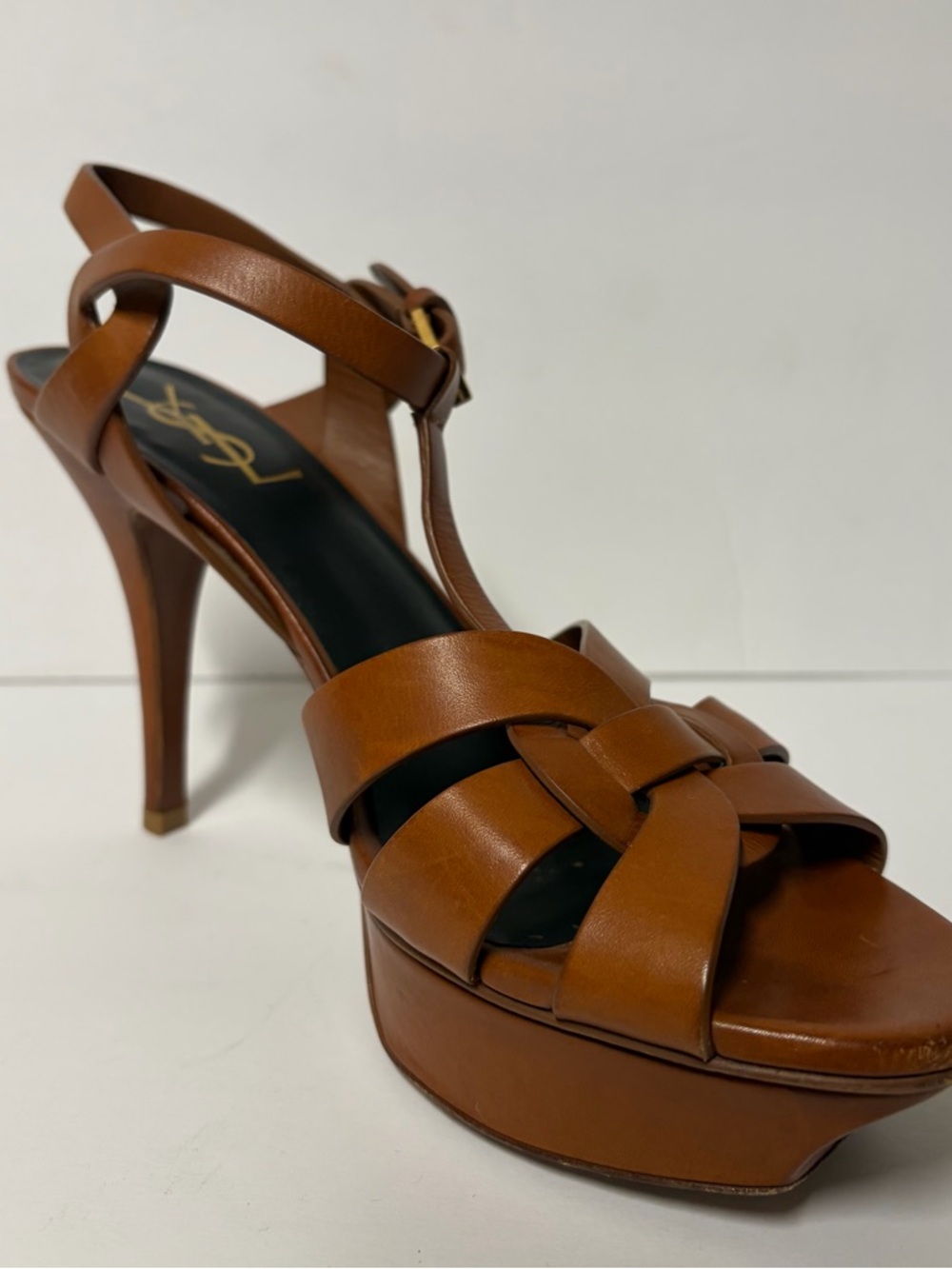 Saint Laurent Tribute platform sandal in brown leather size 39 - Picture 5 of 7